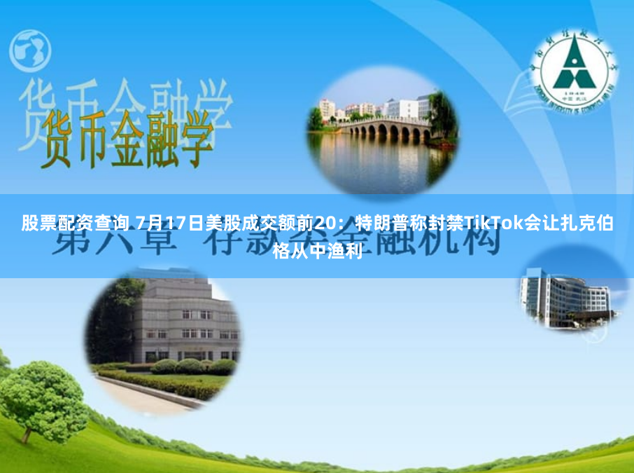 股票配资查询 7月17日美股成交额前20：特朗普称封禁TikTok会让扎克伯格从中渔利